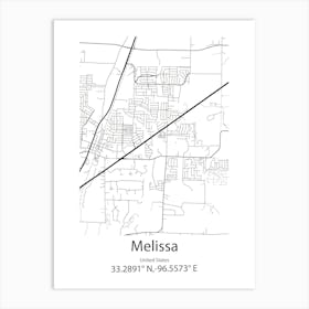 Melissa,United States Minimalist Map Art Print