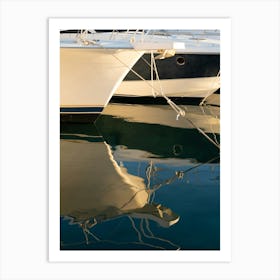 Yachts and their reflection in the marina Art Print