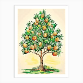 Pineapple Tree Storybook Illustration 3 Art Print