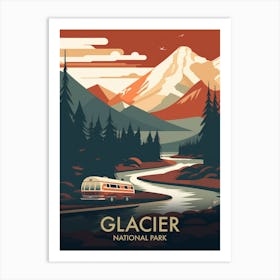 Glacier National Park Vintage Travel Poster 14 Art Print