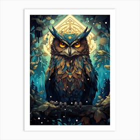 Owl In The Forest 4 Art Print