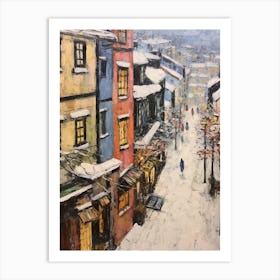 Vintage Winter Painting Bergen Norway Art Print