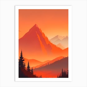 Misty Mountains Vertical Composition In Orange Tone 356 Art Print