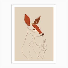 Deer Head - Boho, Line Art 3 Art Print