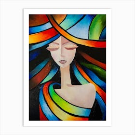 Colorful Dreams Portrait Woman Girl Art Painting Art Print