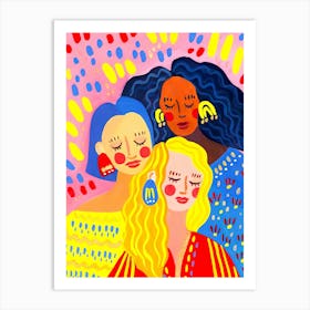 Three Women With Earrings Art Print