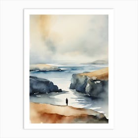 Abstract Watercolor Landscape Solitary Figure 2 Art Print