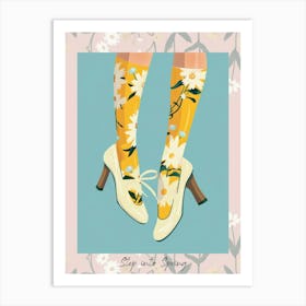 Step Into Spring White Floral Vintage Shoes 1 Art Print