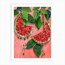 Disco Ball Watermelons Mosaic Painting Kitchen Art Print