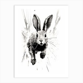 Rabbit Prints Black And White Ink 9 Art Print