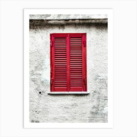 Red Shutters On A Window Art Print