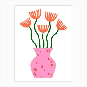 Pink Flowers In A Vase 2 Art Print