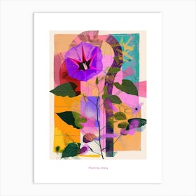 Morning Glory 8 Neon Flower Collage Poster Art Print