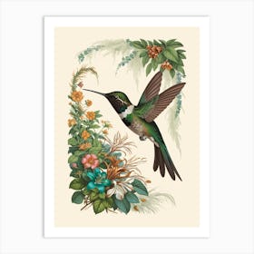 Hummingbird botanical flower beauty 16 Art Print