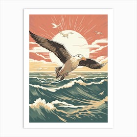 Vintage Bird Linocut Albatross 2 Art Print