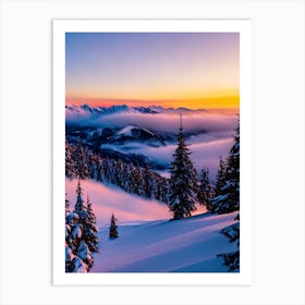 Bad Gastein, Austria Sunrise Skiing Poster Art Print