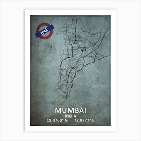 Mumbai Map Art Print