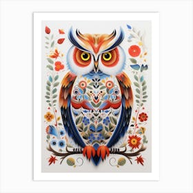Scandinavian Bird Illustration Great Horned Owl 3 Art Print