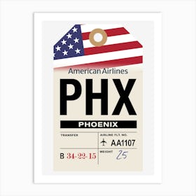 Phoenix (PHX) Arizona, USA Vintage Airline Luggage Tag Art Print