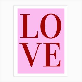 Red & Pink Typography Love Art Print