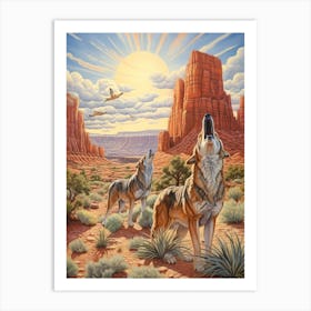 Wolf Pack Desert 3 Art Print