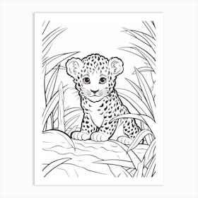 Line Art Jungle Animal Leopard 3 Art Print