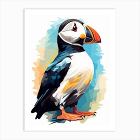 Colourful Geometric Bird Puffin 1 Art Print