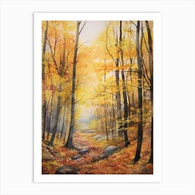 Autumn Forest Landscape The Forest Of Fontainebleau Art Print