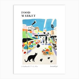 The Food Market In Brooklyn 3 Illustration Poster Art Print