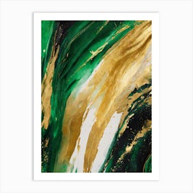 Gold And Green Abstract Painting 2 Art Print