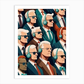 Group Of People Wearing Headphones Art Print