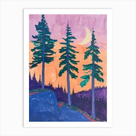 Pine Trees At Sunset Art Print