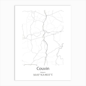 Couvin,Belgium Minimalist Map Art Print