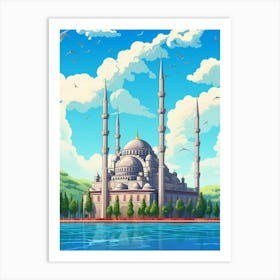 Blue Mosque Sultan Ahmed Mosque Pixel Art 8 Art Print