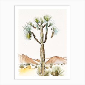 Joshua Trees In Desert Minimilist Watercolour  (1) Art Print