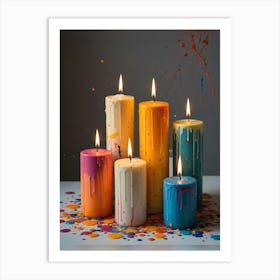 Candles With Paint Drips Art Print