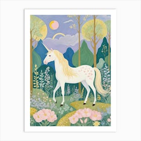 Spring Unicorn In The Forest Art Print