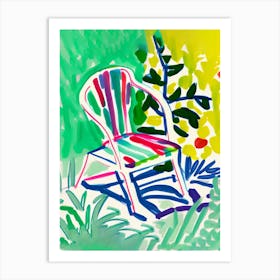 Outdoor Chair Colourful Drawing Art Print