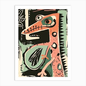 Forest Green Moorish Gecko Abstract Modern Illustration 5 Art Print