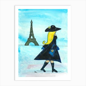 Girl Walking in Paris Art Print