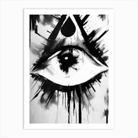 Abstract Expression, Symbol, Third Eye Black & White 1 Art Print
