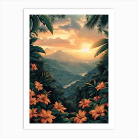 Sunset In The Jungle 1 Art Print