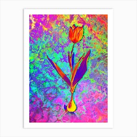 Tulip Botanical in Acid Neon Pink Green and Blue n.0330 Art Print