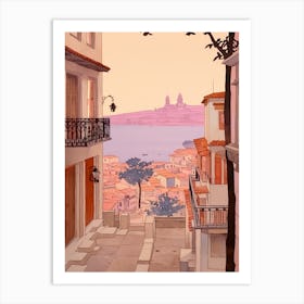 Cartagena Spain 5 Vintage Pink Travel Illustration Art Print