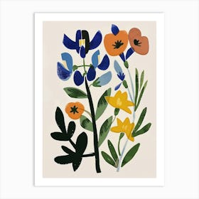 Painted Florals Bluebonnet 1 Art Print