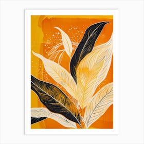 Leaves In Orange And Black Art Print