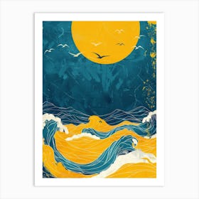 Moon Over The Ocean 3 Art Print