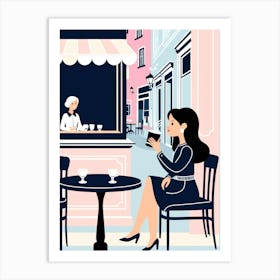 Woman At The Cafe Art Print