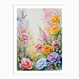 Watercolor Of Flowers 10 Art Print