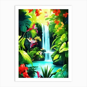 Waterfall In The Jungle 8 Art Print